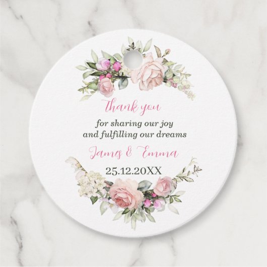 バラエレガント花カスタム結婚式 フェイバータグ (正面)