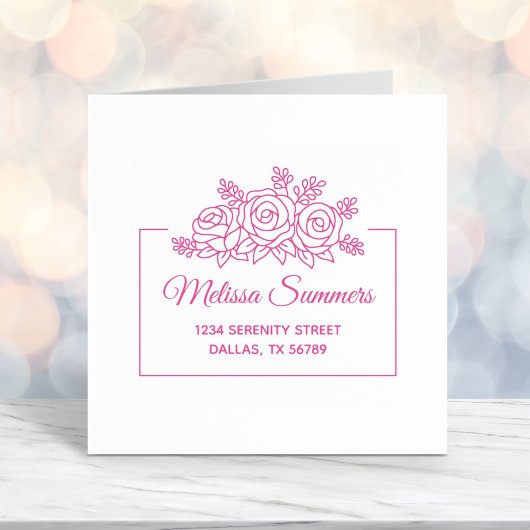 バラエレガント花束フラワーフレームアドレス セルフインキングスタンプ