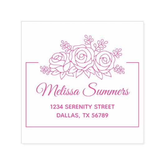 バラエレガント花束フラワーフレームアドレス セルフインキングスタンプ (デザイン)