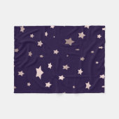 バラエレガント金ゴールドが紫色の背景に星を付ける フリースブランケット (正面(横))