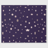 バラエレガント金ゴールドが紫色の背景に星を付ける ラッピングペーパー (フラット)