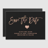 バラエレガント金ゴールドが黒でハートを保存 マグネット招待状 (正面/裏面)