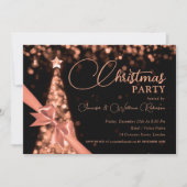 バラエレガント金ゴールドきらめくクリスマスツリーホリデー 招待状 (正面)