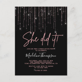 バラエレガント金ゴールドきらめく彼女はそれを卒業した ポストカード