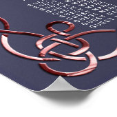 バラエレガント金ゴールドつる植物ネイビーブルー座席表 ポスター (角)