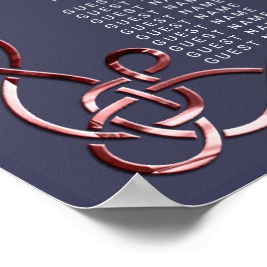 バラエレガント金ゴールドつる植物ネイビーブルー座席表 ポスター (角)