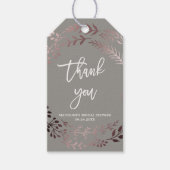 バラエレガント金ゴールドとグレーブライダルシャワーありがとう ギフトタグ (正面)