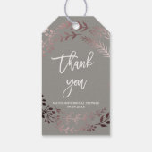 バラエレガント金ゴールドとグレーブライダルシャワーありがとう ギフトタグ (裏面)