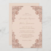 バラエレガント金ゴールドとシャンパ結婚ーニュ 招待状 (正面/裏面)