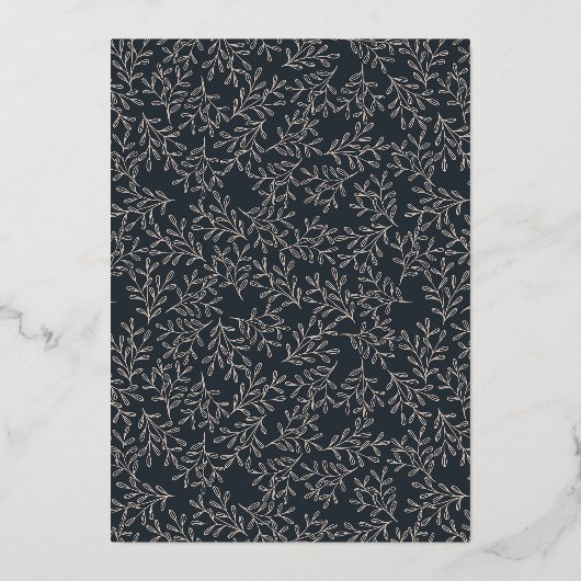 バラエレガント金ゴールドとダークブルーの「私たちは行う結婚」 箔招待状 (裏面)