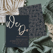 バラエレガント金ゴールドとダークブルーの「私たちは行う結婚」 箔招待状