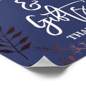 バラエレガント金ゴールドとネイビーカード&ギフトサイン ポスター (角)