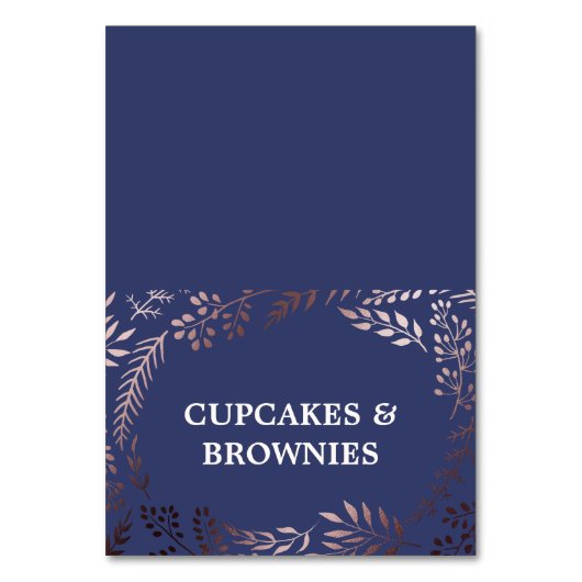 バラエレガント金ゴールドとネイビーフードのテントカード テーブルナンバー (正面)