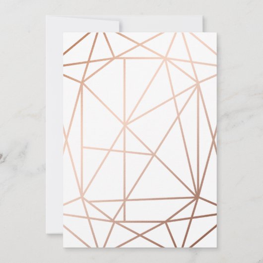 バラエレガント金ゴールドとネイビーブルージオメトリメニュー 招待状 (裏面)