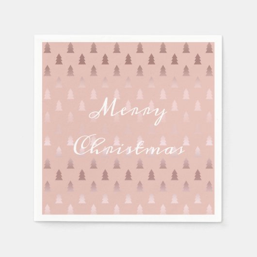 バラエレガント金ゴールドとピンクのクリスマスツリーパターン スタンダードカクテルナプキン (正面)