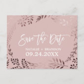 バラエレガント金ゴールドとピンクウェディング日付を保存 案内ポストカード (正面)
