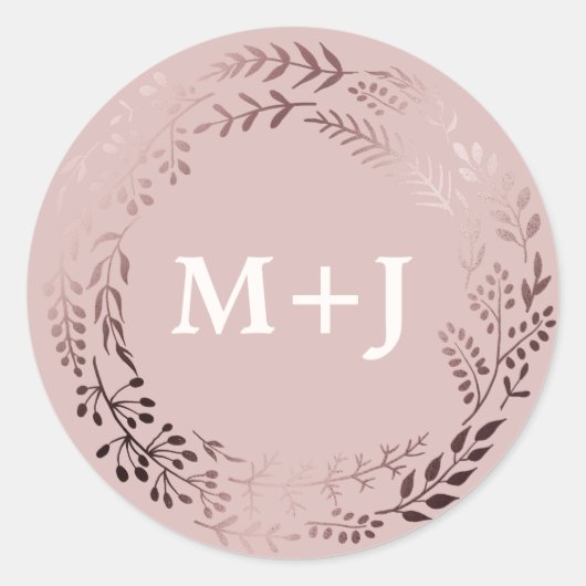 バラエレガント金ゴールドとピンク結婚の封筒用シール ラウンドシール (正面)