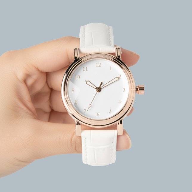 バラエレガント金ゴールドとホワイトレザーストラップウォメンズ 腕時計 (Elegant Rose Gold & White Leather Strap Womens Watch
)