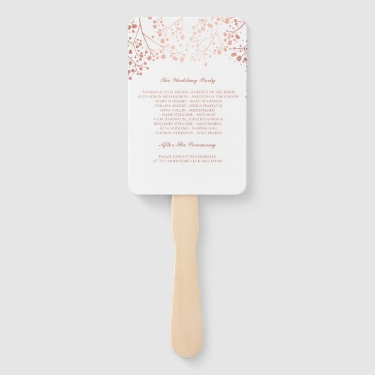 バラエレガント金ゴールドとホワイト結婚式 プログラム ハンドファン (裏面)