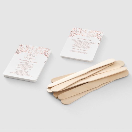 バラエレガント金ゴールドとホワイト結婚式 プログラム ハンドファン (組立なし)