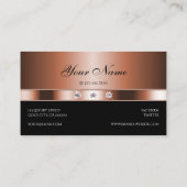 バラエレガント金ゴールドとラインストーン付き黒フェイク色 名刺 (裏面)