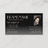 バラエレガント金ゴールドと写真付きブラック鏡フォント 名刺 (裏面)