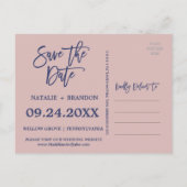 バラエレガント金ゴールドと海軍の結婚式の日付を保存 案内ポストカード (裏面)