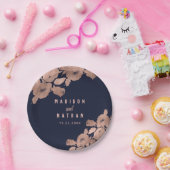 バラエレガント金ゴールドと海軍フローラズ結婚ナプキン ペーパープレート (パーティー)