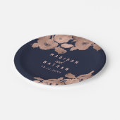 バラエレガント金ゴールドと海軍フローラズ結婚ナプキン ペーパープレート (アングル)