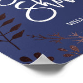 バラエレガント金ゴールドと海軍ブライダルシャワー歓迎 ポスター (角)