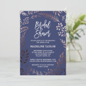 バラエレガント金ゴールドと海軍ブライダルシャワー 招待状 (スタンド正面)