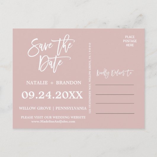 バラエレガント金ゴールドと灰色の結婚式の日付を保存 案内ポストカード (裏面)