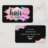 バラエレガント金ゴールドと緑のはさみヘアスタイリスト 名刺 (正面/裏面)