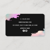 バラエレガント金ゴールドと緑のはさみヘアスタイリスト 名刺 (裏面)