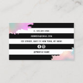 バラエレガント金ゴールドと緑のはさみヘアスタイリスト 名刺 (裏面)