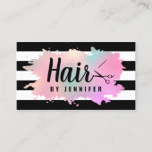 バラエレガント金ゴールドと緑のはさみヘアスタイリスト 名刺 (正面)