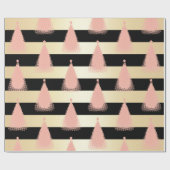 バラエレガント金ゴールドと金ゴールドクリスマスツリーパターン ラッピングペーパー (フラット)