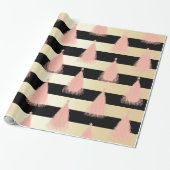 バラエレガント金ゴールドと金ゴールドクリスマスツリーパターン ラッピングペーパー (アンロールド)