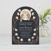 バラエレガント金ゴールドアールヌーボー結婚フールズアーチ 招待状 (スタンド正面)