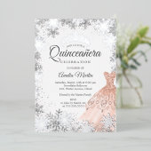 バラエレガント金ゴールドウィンタースノーフレークキンセアニェラ 箔招待状 (立ち正面)