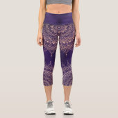 バラエレガント金ゴールドオンパープルフローラヘナマンダラ カプリレギンス (正面)