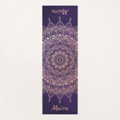 バラエレガント金ゴールドオンパープルフローラヘナマンダラ ヨガマット (正面)