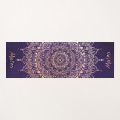 バラエレガント金ゴールドオンパープルフローラヘナマンダラ ヨガマット (正面(横))