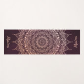 バラエレガント金ゴールドオンブルゴーニュフローラヘナマンダラ ヨガマット (正面(横))