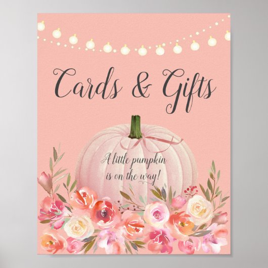 バラエレガント金ゴールドカボチャ赤ちゃんシャワー ポスター (正面)