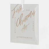 バラエレガント金ゴールドカリグラフクリスマスニューホーム ガラスオーナメント (正面左)