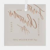 バラエレガント金ゴールドカリグラフクリスマスニューホーム ガラスオーナメント (裏面)