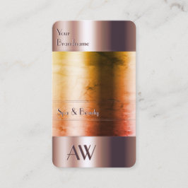 バラエレガント金ゴールドガラス缶オレンジ色の流体イニシャル 名刺