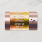 バラエレガント金ゴールドガラス缶オレンジ色の流体イニシャル 名刺 (裏面)