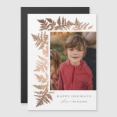 バラエレガント金ゴールドガーランドフォトホリデーカード (正面/裏面)